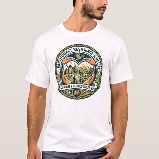 Jordbävningsmotstånd & stöd T-shirt (Framsida)