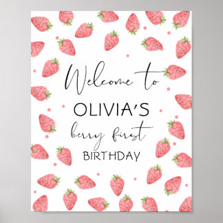 Jordberry Berry First Birthday Girl Sweet Welcome Poster