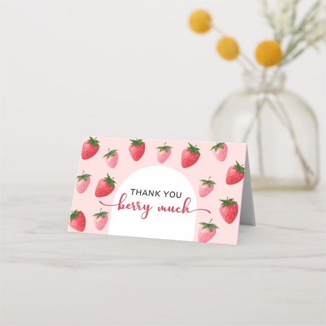 Jordberry Berry Första födelsedag Tack kort (Framsida)