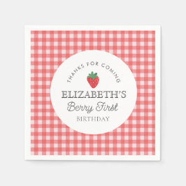 Jordberry Berry Första Picnic Birthday Pappersservett