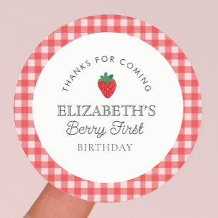 Jordberry Berry Första Picnic Birthday Runt Klistermärke