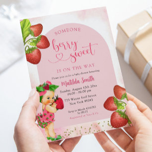 Jordberry Berry Sweet Baby Shower Blonde Girl Inbjudningar
