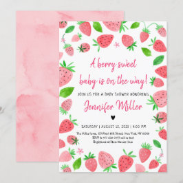 Jordberry Berry Sweet Baby Shower Inbjudningar