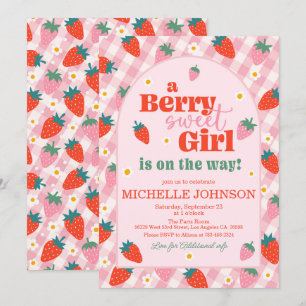 Jordberry Berry Sweet Baby Shower Inbjudningar