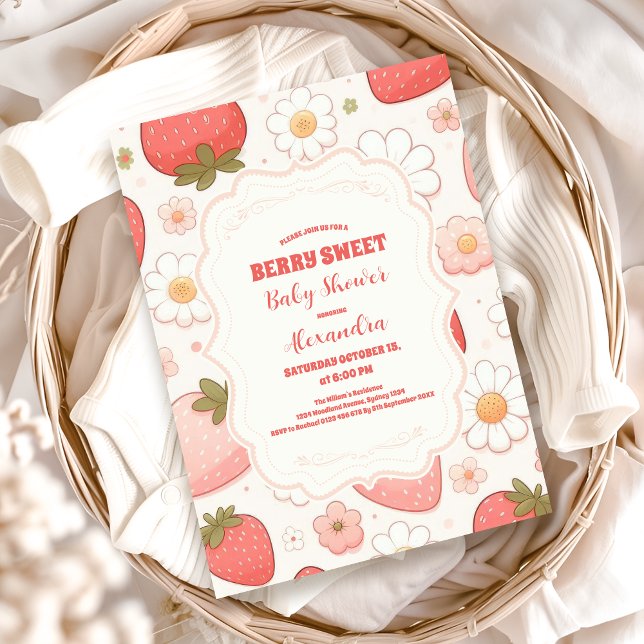 Jordberry Berry Sweet Baby Shower Inbjudningar (Skapare uppladdad)