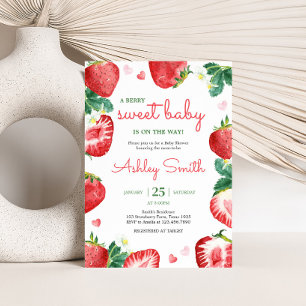 Jordberry Berry Sweet Baby Shower Inbjudningar