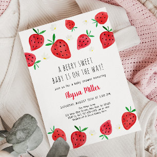 Jordberry Berry Sweet Baby Shower Inbjudningar