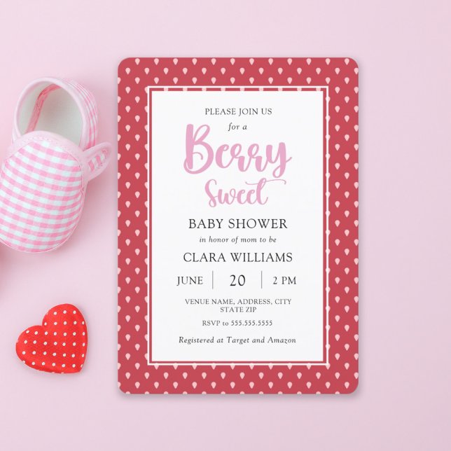 Jordberry Berry Sweet Baby Shower Inbjudningar (Skapare uppladdad)