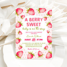 Jordberry Berry Sweet Baby Shower Inbjudningar