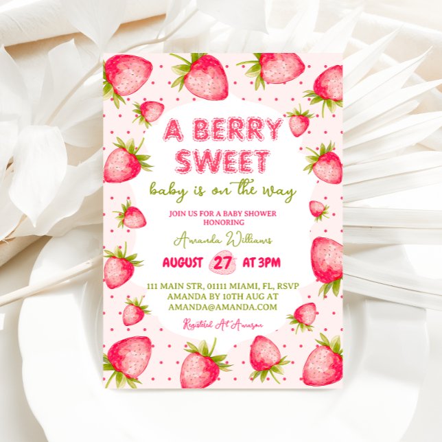 Jordberry Berry Sweet Baby Shower Inbjudningar (Skapare uppladdad)