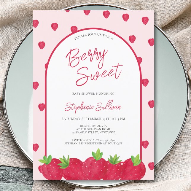 Jordberry Berry Sweet Baby Shower Inbjudningar (Skapare uppladdad)