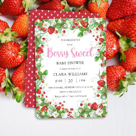 Jordberry Berry Sweet Baby Shower Inbjudningar