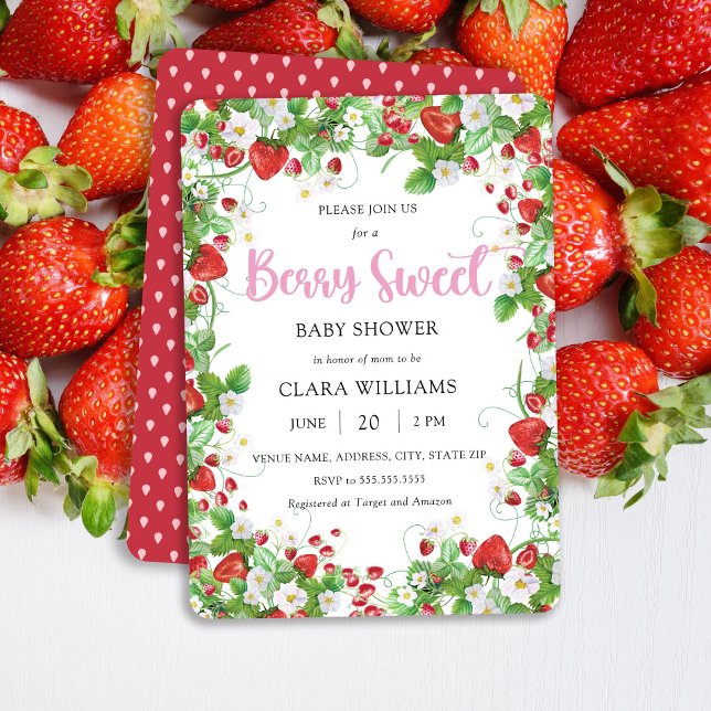 Jordberry Berry Sweet Baby Shower Inbjudningar (Skapare uppladdad)