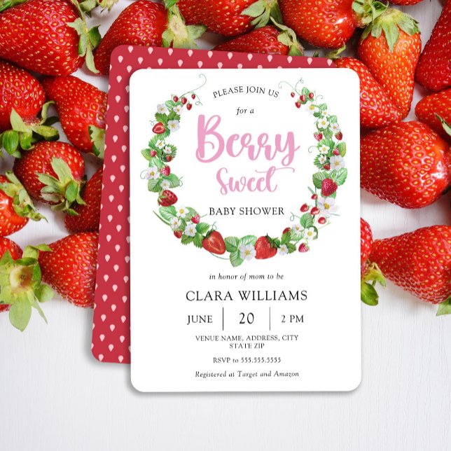 Jordberry Berry Sweet Baby Shower Inbjudningar (Skapare uppladdad)