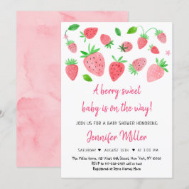 Jordberry Berry Sweet Baby Shower Inbjudningar
