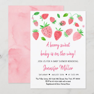 Jordberry Berry Sweet Baby Shower Inbjudningar