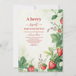 Jordberry Berry Sweet Baby Shower Inbjudningar