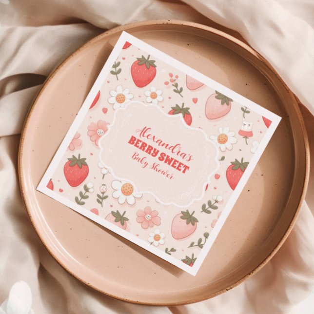 Jordberry Berry Sweet Baby Shower Pappersservett (Skapare uppladdad)
