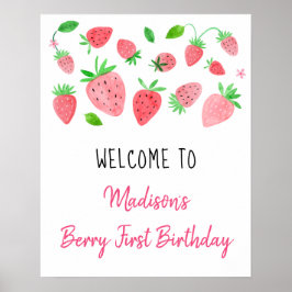 Jordberry Berry Sweet Birthday Välkommen Poster