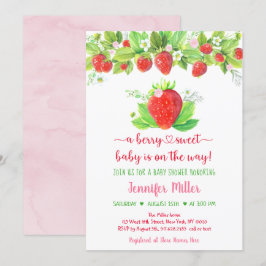 Jordberry Berry Sweet Blommigt Baby Shower Inbjudningar