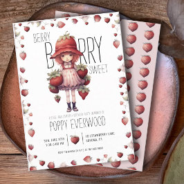 Jordberry Berry Sweet Girl's Födelsedagsfest Inbjudningar