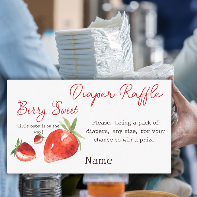 Jordberry Berry Sweet Red Baby Shower Diaper Game Tilläggskort (Skapare uppladdad)