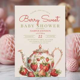 Jordberry Berry Sweet Tekanna Baby Shower Inbjudningar
