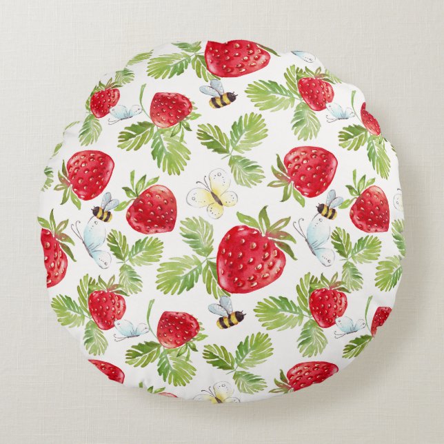 Jordberry Buzz Round Pillow Rund Kudde (Framsidan)
