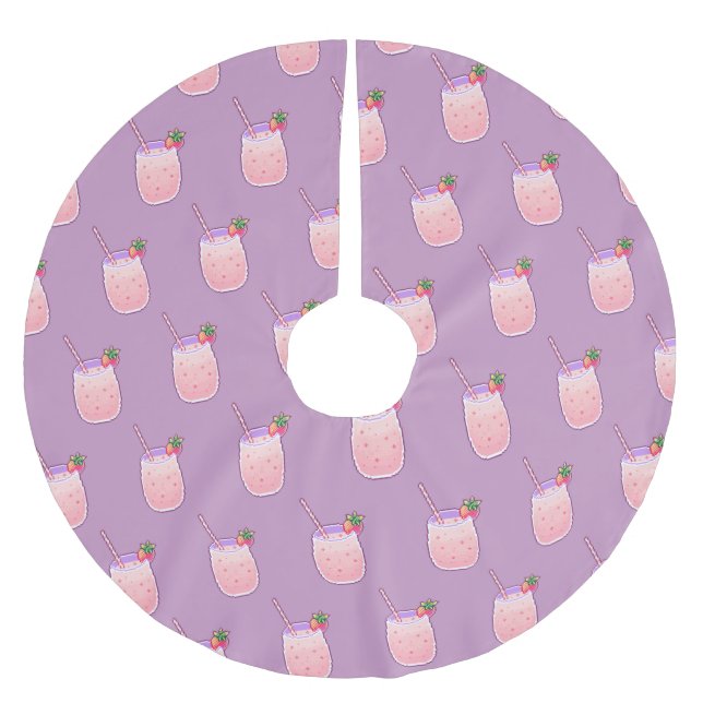 Jordberry Drink Cute Kawaii Pixel Girly Rosa Julgransmatta Borstad Polyester (Framsidan)
