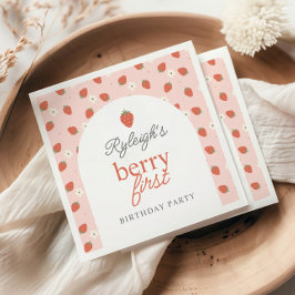 Jordberry Girls Berry Första Födelsedagsfesten | Pappersservett