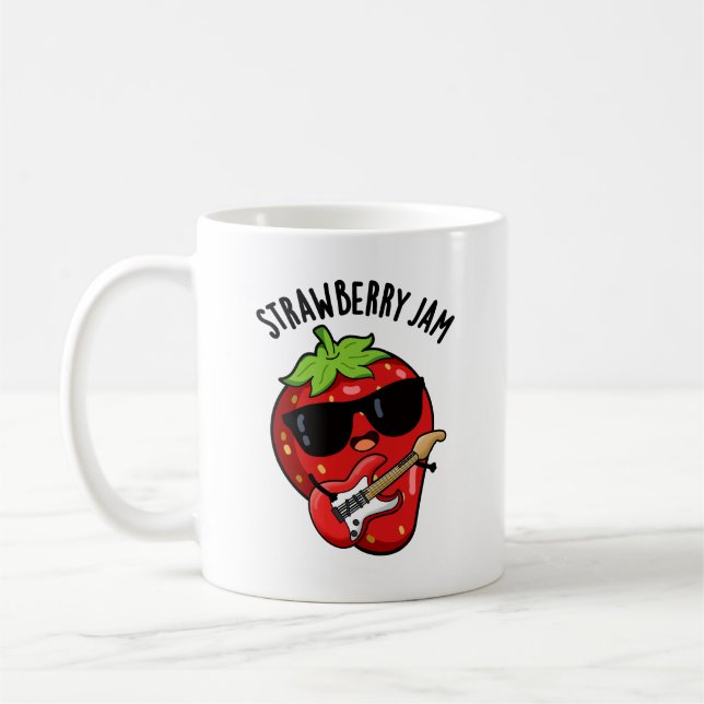 Jordberry Sylt Funny Fruit Pun Kaffemugg (Vänster)