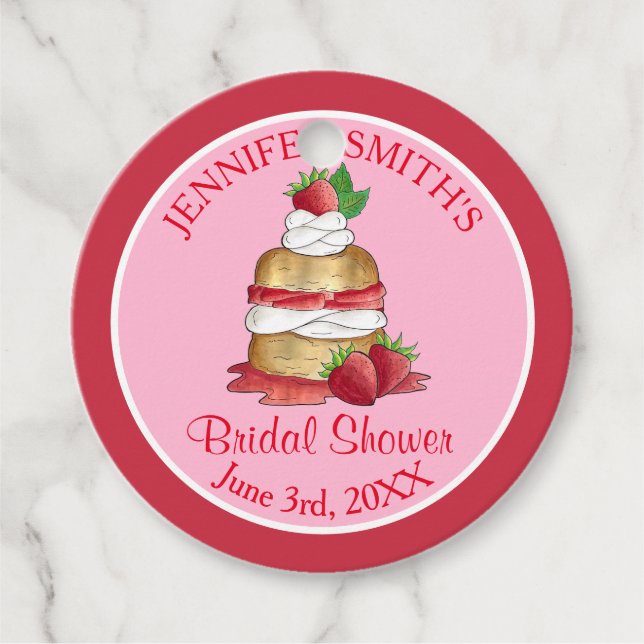 Jordberstårtskaka Bröllopsdusch Födelsedag Gåvor Etiketter (Framsida)