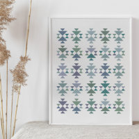 Jordblå Grönt Geometrisk triangel Aztec Mönster