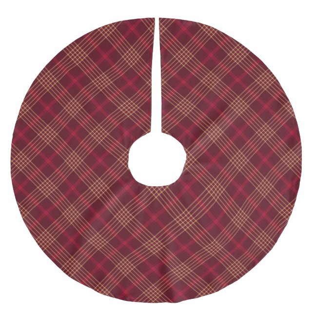 Jordbrud bordeaux guld, diagonal mönster julgransmatta borstad polyester (Framsidan)