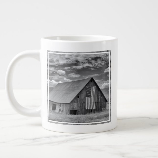 Jordbruk | BW American Flagga Barn Scene Jumbo Mugg (Vänster)