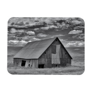Jordbruk BW American Flagga Barn Scene Magnet