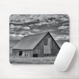Jordbruk BW American Flagga Barn Scene Musmatta