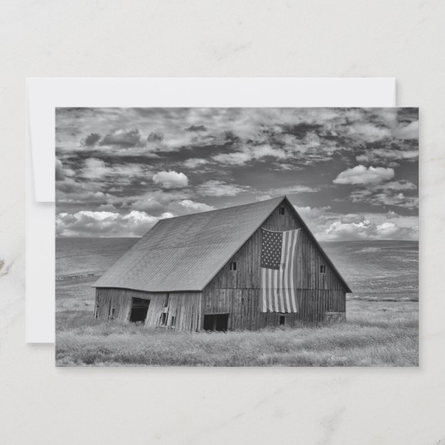 Jordbruk | BW American Flagga Barn Scene Tack Kort (Framsida)