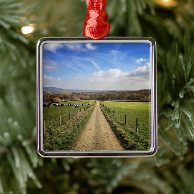 Jordbruk | Engelska landsvägen Dirt Road Julgransprydnad Metall (Träd)