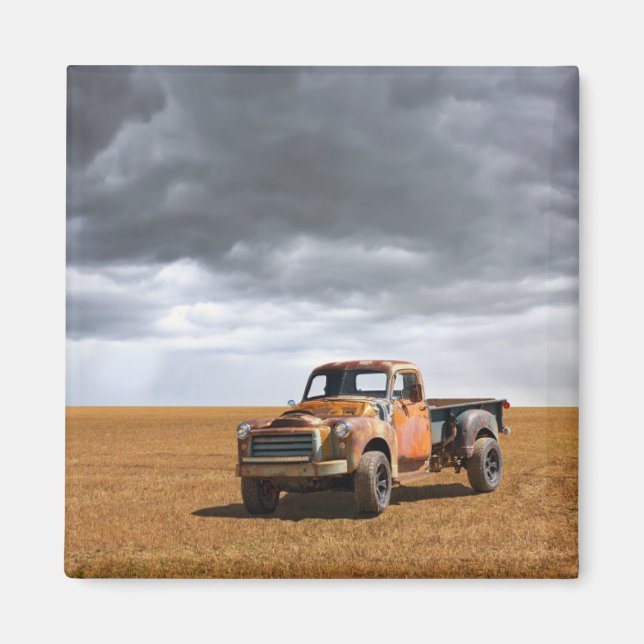 Jordbruk | Gamla Lastbil i Fält Magnet (Framsidan)