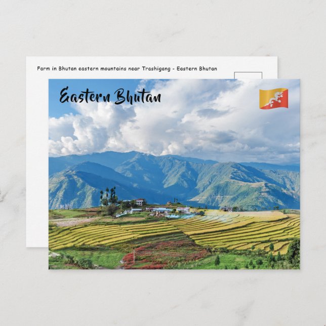 Jordbruk i bergen i Bhutan-östran - Himalaya Vykort (Fram/baksida)