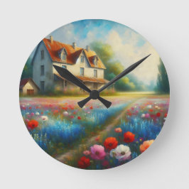 Jordbruk i en fält av blommor rund klocka