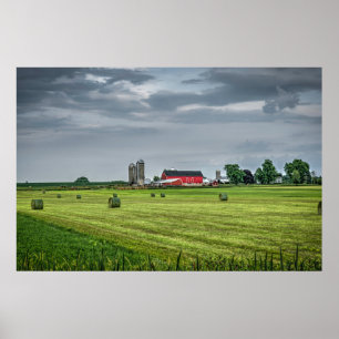 Jordbruk Red Barn & Silo i Vår Poster