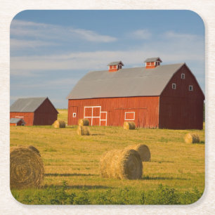 Jordbruk   Red Barns nära Hay Balans Underlägg Papper Kvadrat
