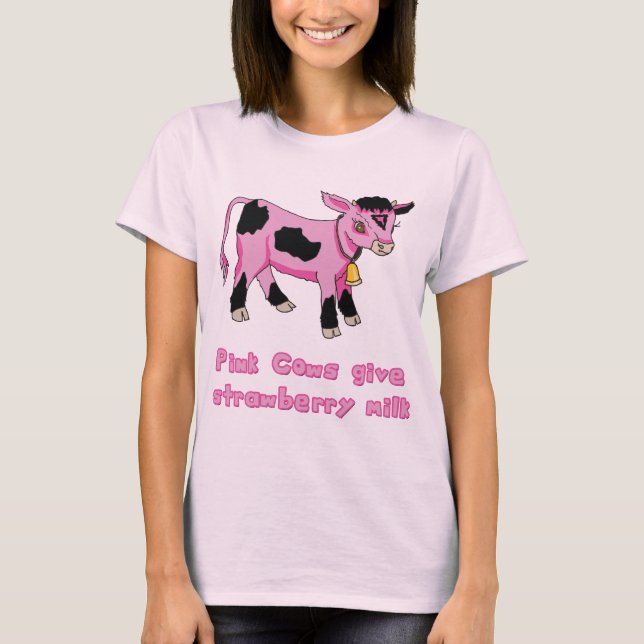Jordbruk, Rosa Cow Tee Shirt (Framsida)