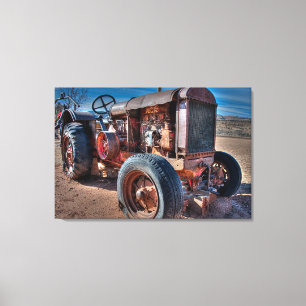 Jordbruk Rusty Antique Tractor Canvastryck