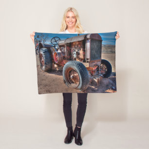 Jordbruk Rusty Antique Tractor Fleecefilt