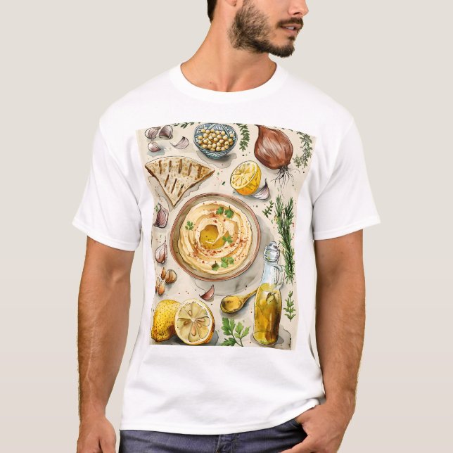 Jordbruk till Bord Hummus Recipe: Arabiska ekologi T Shirt (Framsida)