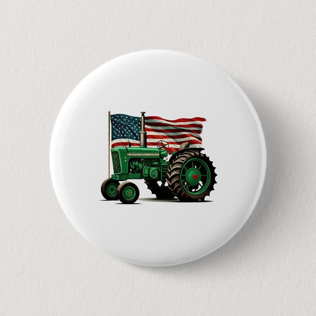 Jordbruk Traktor Usa Flagga Traktor Amerikansk Knapp (Framsida)