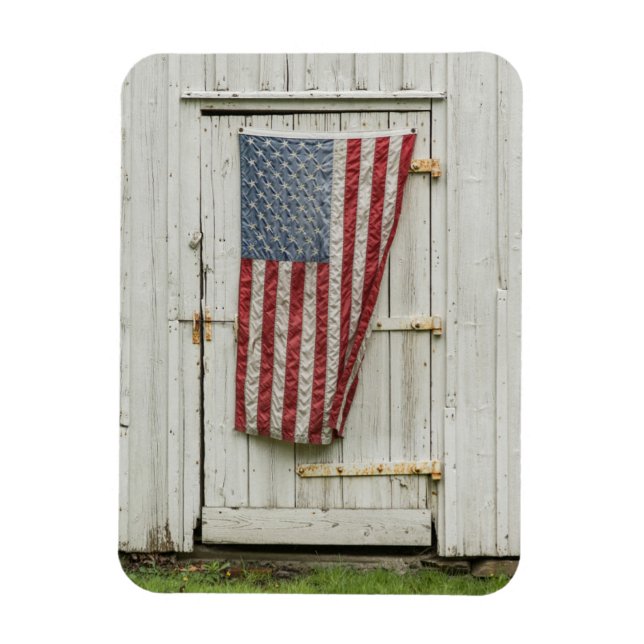 Jordbruk | Vit dörr med amerikansk Flagga Magnet (Vertikal)